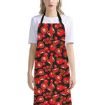 Red Ripe Tomatoes Pattern Print Bib Apron With Pocket