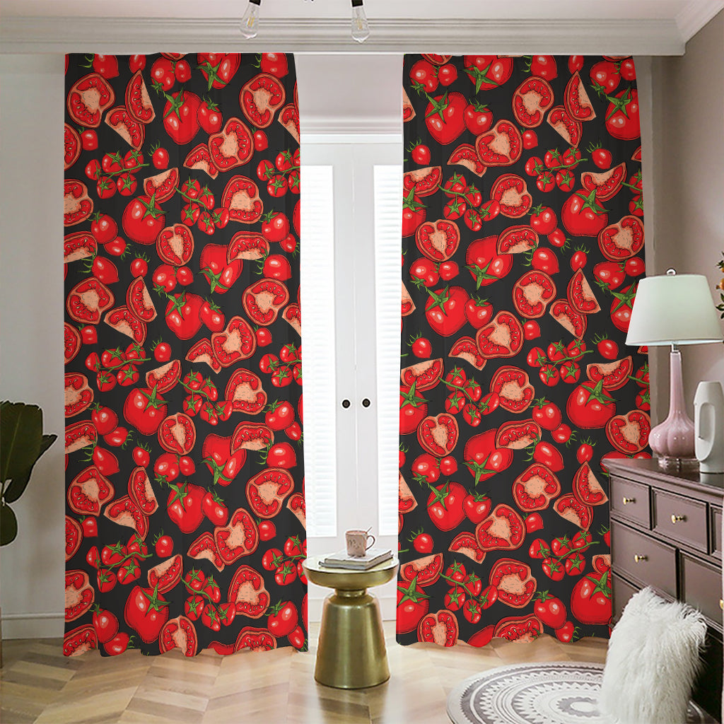 Red Ripe Tomatoes Pattern Print Blackout Pencil Pleat Curtains