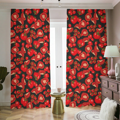 Red Ripe Tomatoes Pattern Print Blackout Pencil Pleat Curtains