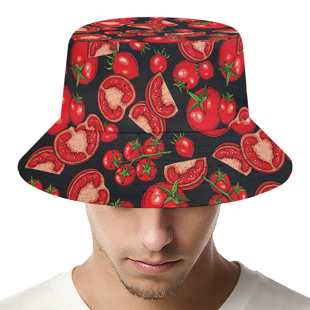 Red Ripe Tomatoes Pattern Print Bucket Hat