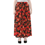 Red Ripe Tomatoes Pattern Print Chiffon Maxi Skirt