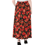 Red Ripe Tomatoes Pattern Print Chiffon Maxi Skirt