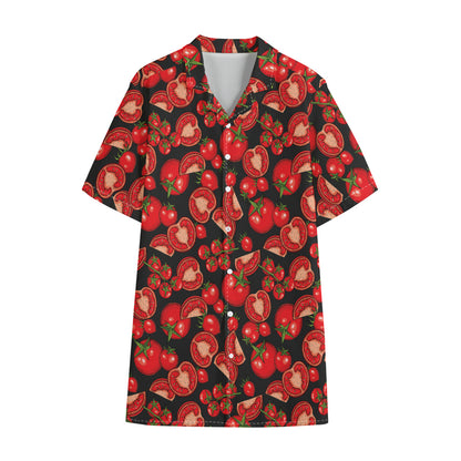 Red Ripe Tomatoes Pattern Print Cotton Hawaiian Shirt
