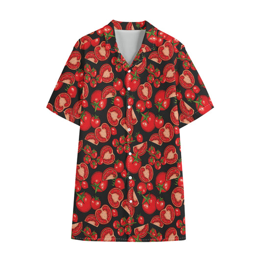 Red Ripe Tomatoes Pattern Print Cotton Hawaiian Shirt