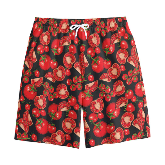 Red Ripe Tomatoes Pattern Print Cotton Shorts