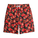 Red Ripe Tomatoes Pattern Print Cotton Shorts