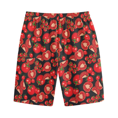 Red Ripe Tomatoes Pattern Print Cotton Shorts