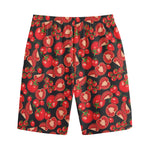 Red Ripe Tomatoes Pattern Print Cotton Shorts