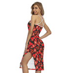 Red Ripe Tomatoes Pattern Print Cross Back Cami Dress