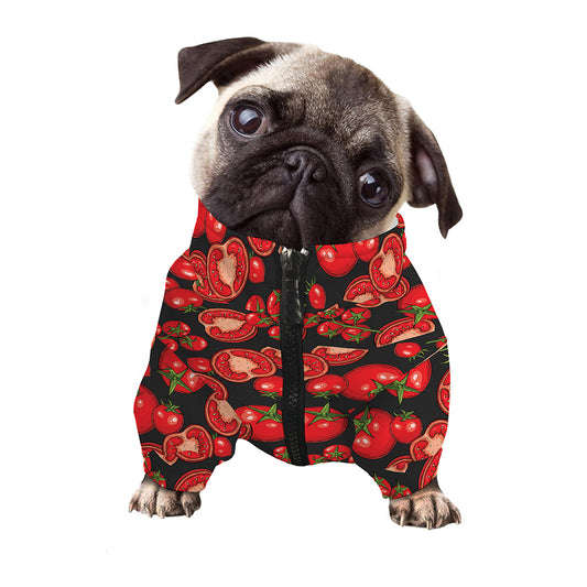 Red Ripe Tomatoes Pattern Print Dog Zip Up Jacket
