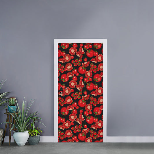 Red Ripe Tomatoes Pattern Print Door Sticker