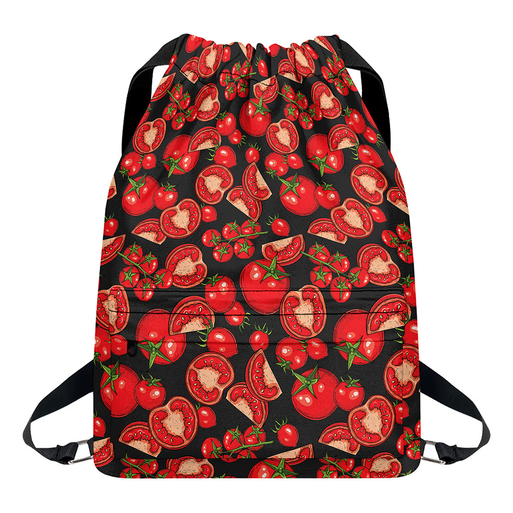 Red Ripe Tomatoes Pattern Print Drawstring Backpack