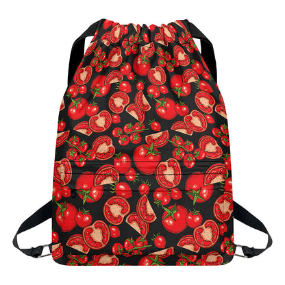 Red Ripe Tomatoes Pattern Print Drawstring Backpack