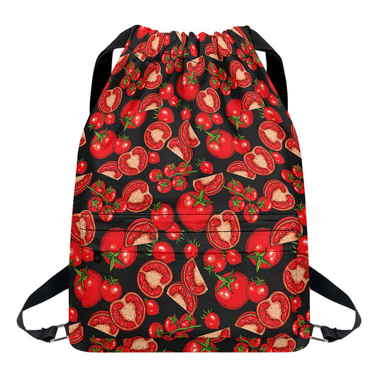 Red Ripe Tomatoes Pattern Print Drawstring Backpack