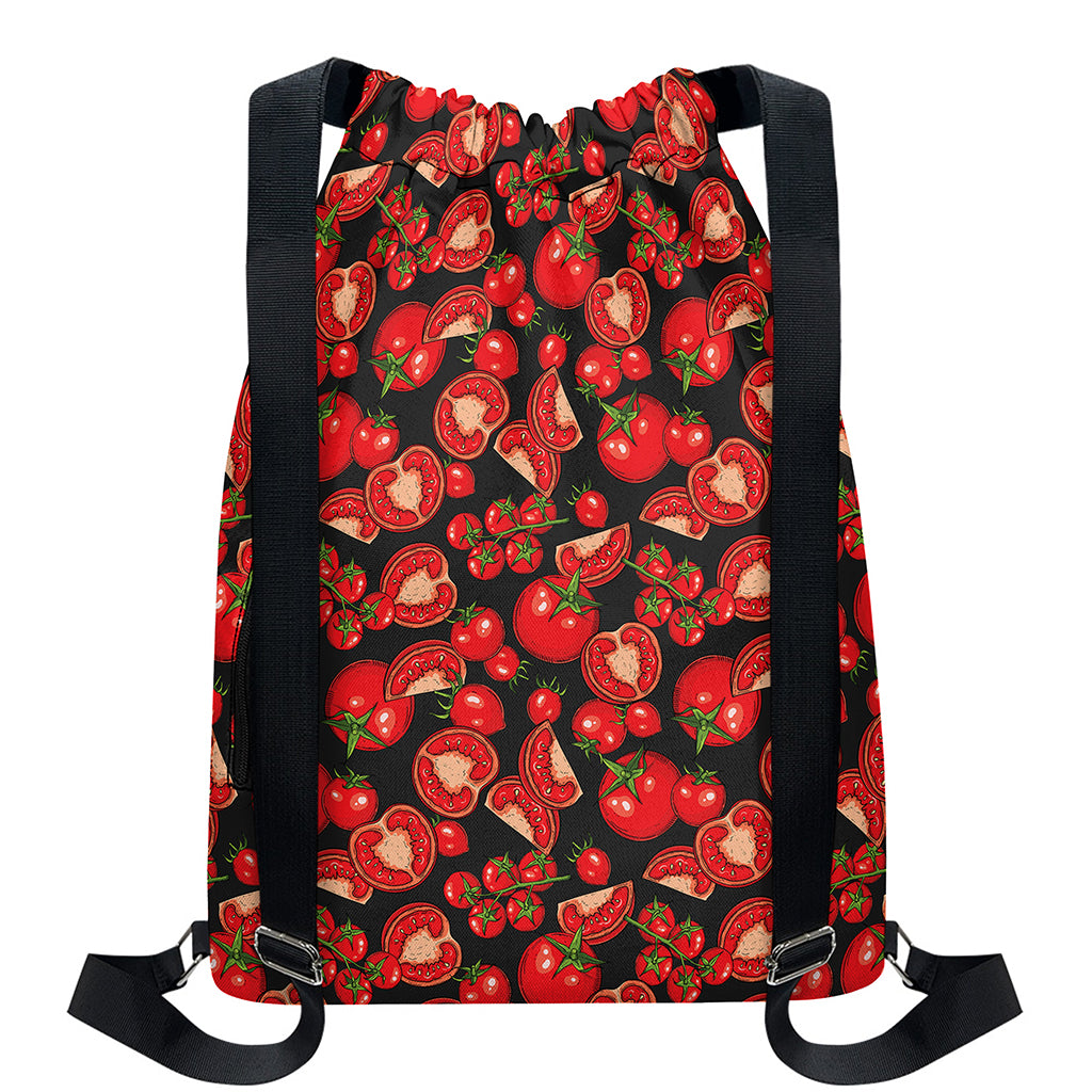 Red Ripe Tomatoes Pattern Print Drawstring Backpack