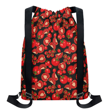 Red Ripe Tomatoes Pattern Print Drawstring Backpack