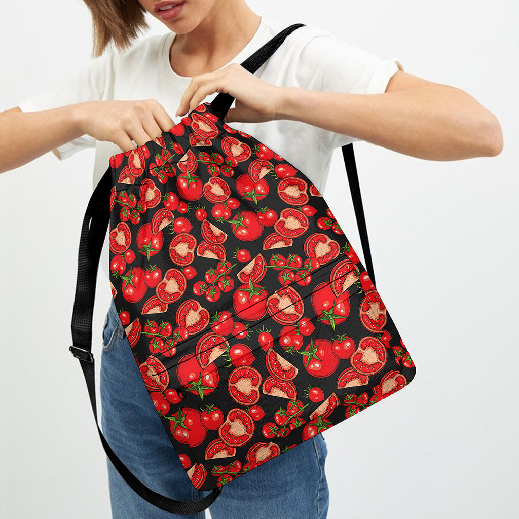 Red Ripe Tomatoes Pattern Print Drawstring Backpack