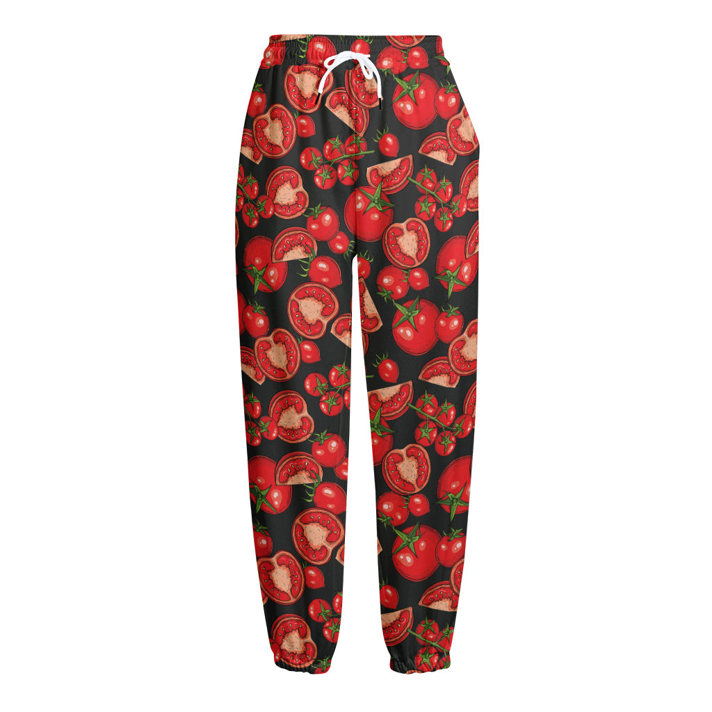 Red Ripe Tomatoes Pattern Print Fleece Lined Knit Pants
