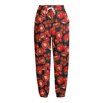 Red Ripe Tomatoes Pattern Print Fleece Lined Knit Pants