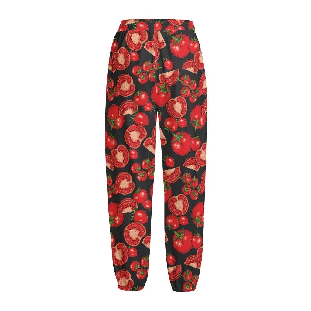 Red Ripe Tomatoes Pattern Print Fleece Lined Knit Pants