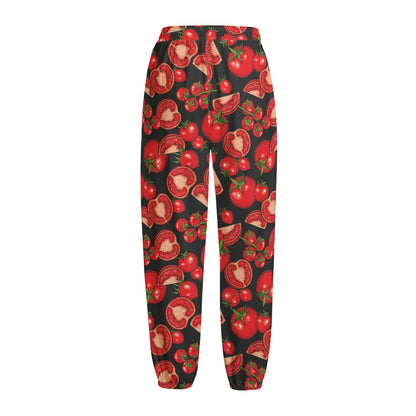 Red Ripe Tomatoes Pattern Print Fleece Lined Knit Pants