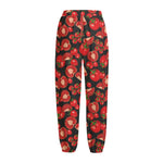Red Ripe Tomatoes Pattern Print Fleece Lined Knit Pants
