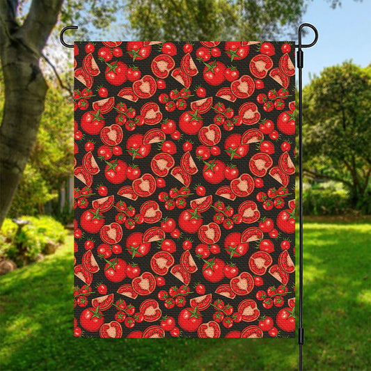 Red Ripe Tomatoes Pattern Print Garden Flag