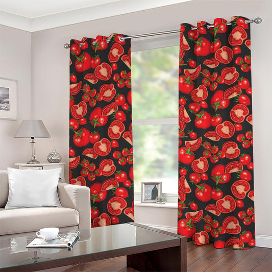 Red Ripe Tomatoes Pattern Print Grommet Curtains