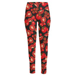 Red Ripe Tomatoes Pattern Print High-Waisted Pocket Leggings