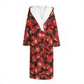 Red Ripe Tomatoes Pattern Print Hooded Bathrobe