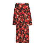 Red Ripe Tomatoes Pattern Print Hooded Bathrobe
