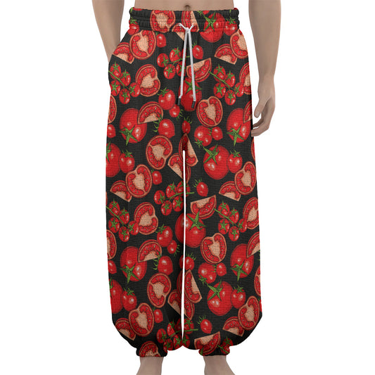 Red Ripe Tomatoes Pattern Print Lantern Pants