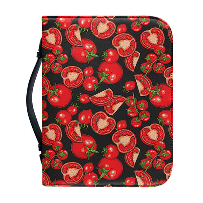 Red Ripe Tomatoes Pattern Print Leather Bible Cover