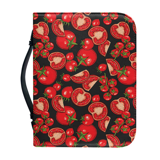 Red Ripe Tomatoes Pattern Print Leather Bible Cover