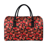 Red Ripe Tomatoes Pattern Print Leather Duffle Bag