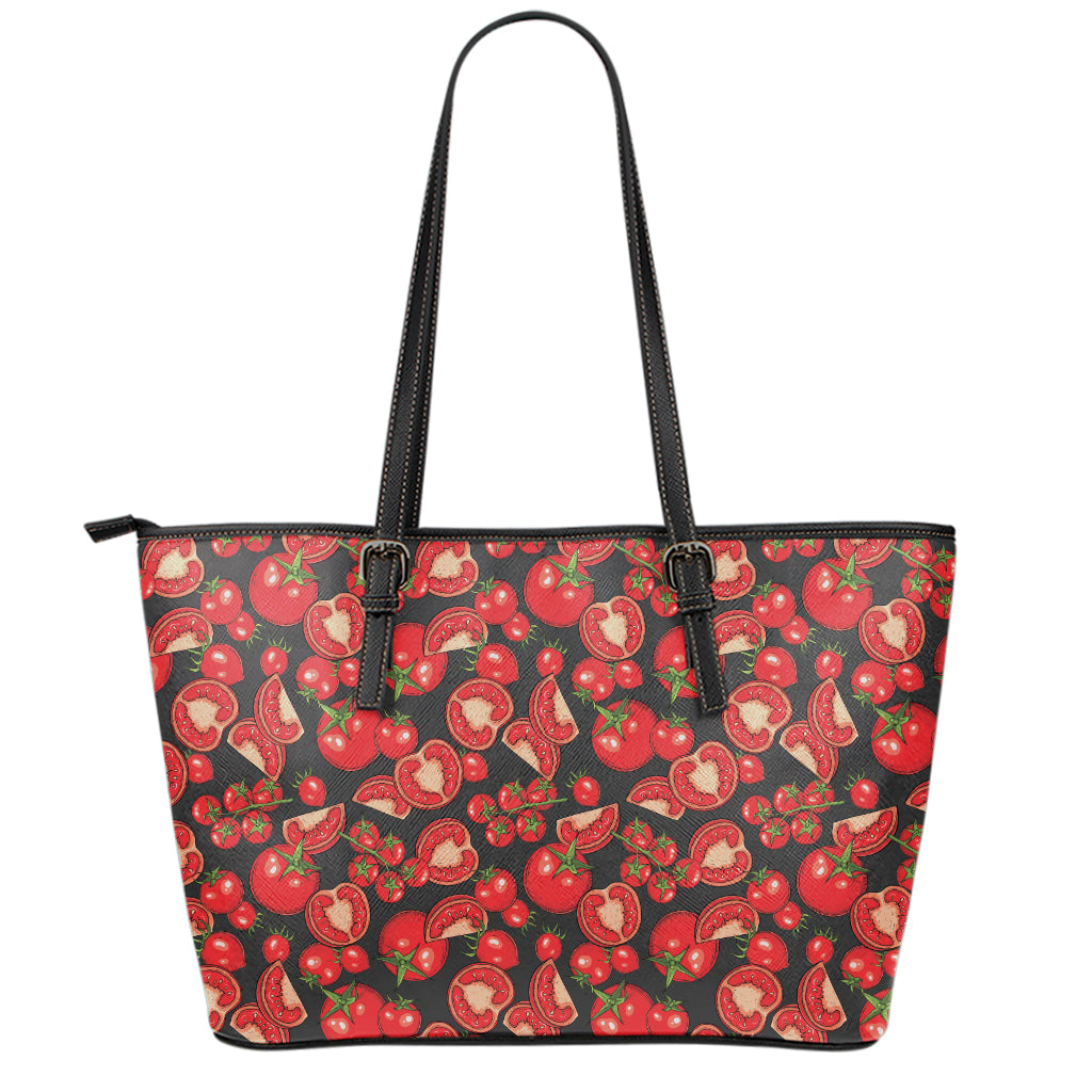 Red Ripe Tomatoes Pattern Print Leather Tote Bag