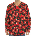 Red Ripe Tomatoes Pattern Print Long Sleeve Baseball Jersey