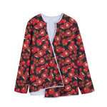 Red Ripe Tomatoes Pattern Print Long Sleeve Short Coat