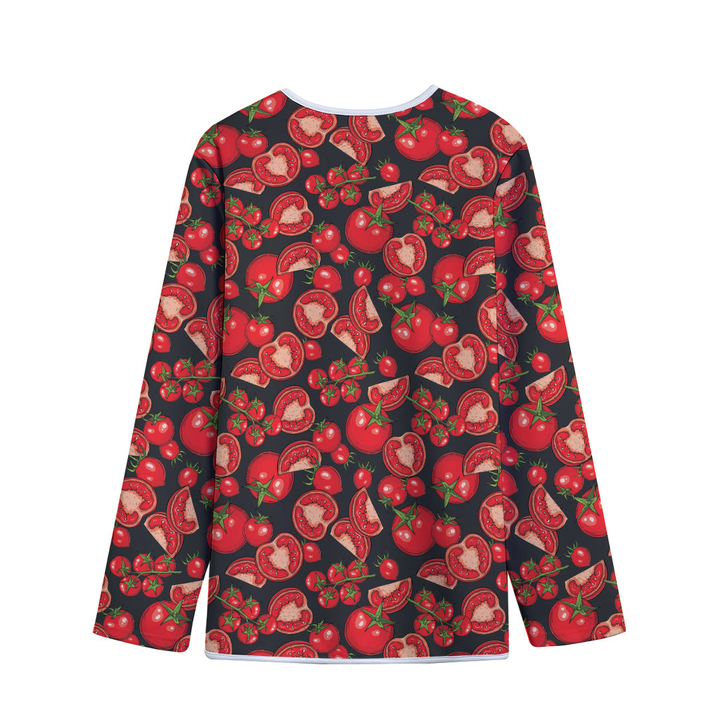 Red Ripe Tomatoes Pattern Print Long Sleeve Short Coat