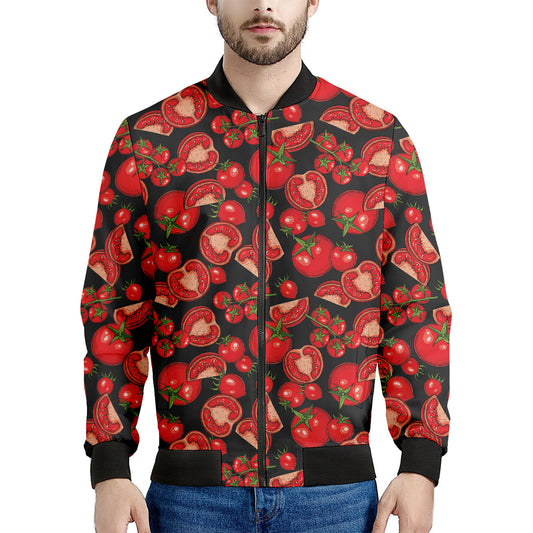 Red Ripe Tomatoes Pattern Print Men's Bomber Jacket