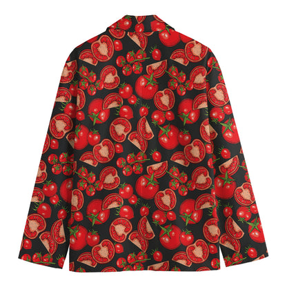 Red Ripe Tomatoes Pattern Print Men's Cotton Blazer
