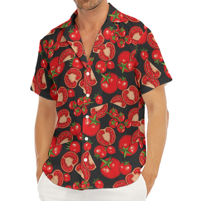 Red Ripe Tomatoes Pattern Print Men's Deep V-Neck Shirt