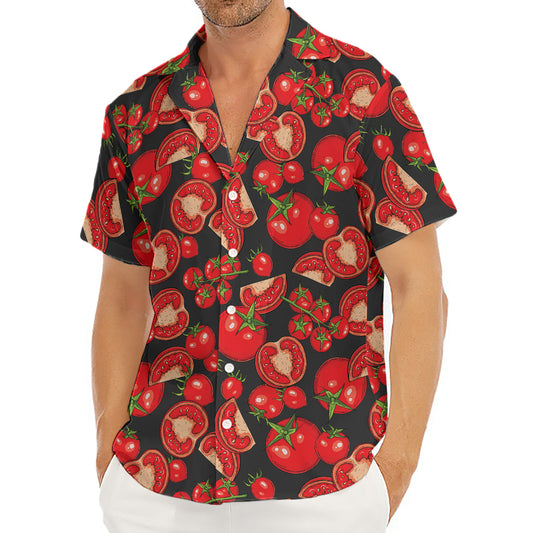 Red Ripe Tomatoes Pattern Print Men's Deep V-Neck Shirt