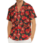 Red Ripe Tomatoes Pattern Print Men's Deep V-Neck Shirt