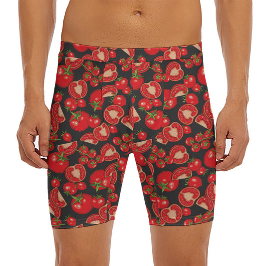 Red Ripe Tomatoes Pattern Print Men's Long Boxer Briefs
