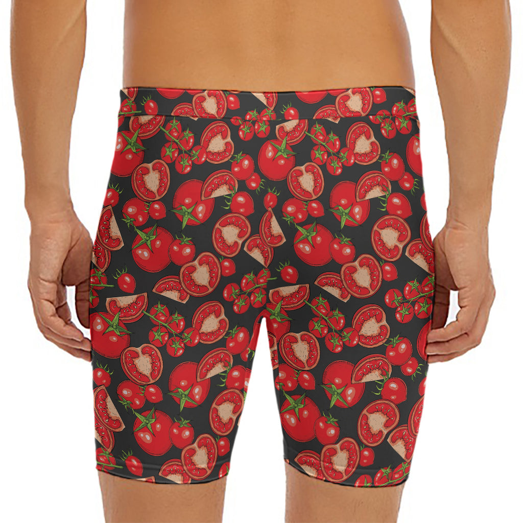 Red Ripe Tomatoes Pattern Print Men's Long Boxer Briefs