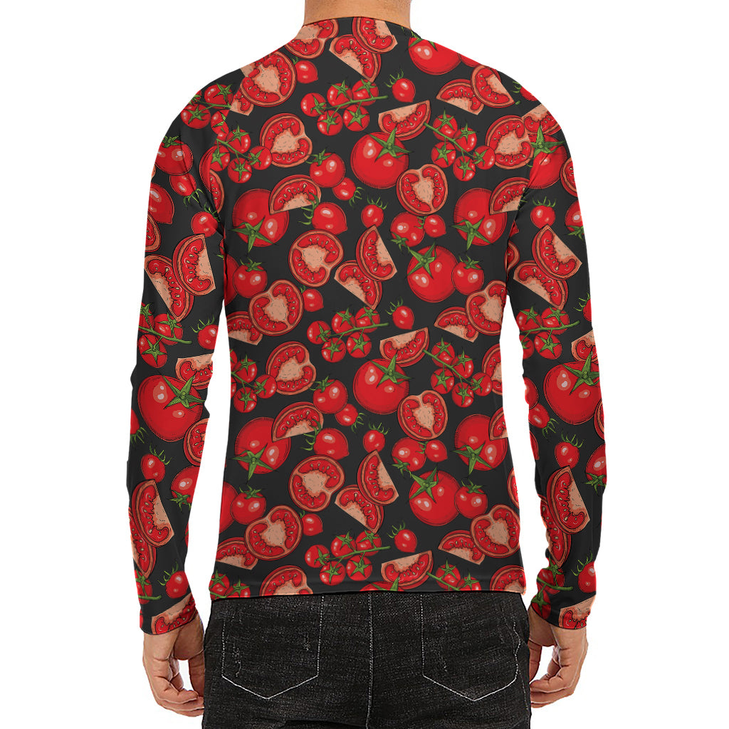 Red Ripe Tomatoes Pattern Print Men's Long Sleeve Rash Guard