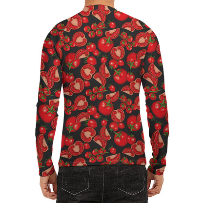 Red Ripe Tomatoes Pattern Print Men's Long Sleeve Rash Guard