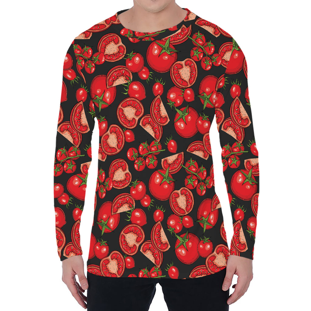 Red Ripe Tomatoes Pattern Print Men's Long Sleeve T-Shirt