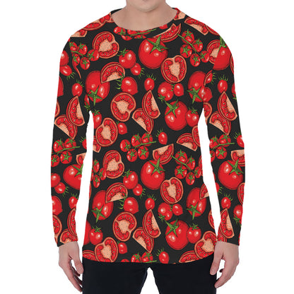 Red Ripe Tomatoes Pattern Print Men's Long Sleeve T-Shirt